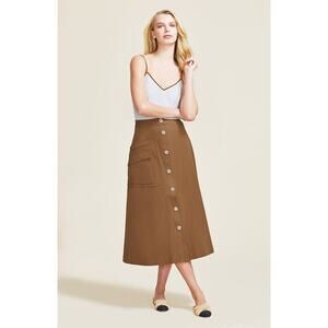 Pearl by lela rose Skirt Sz 4 stretch cotton button front modest A16